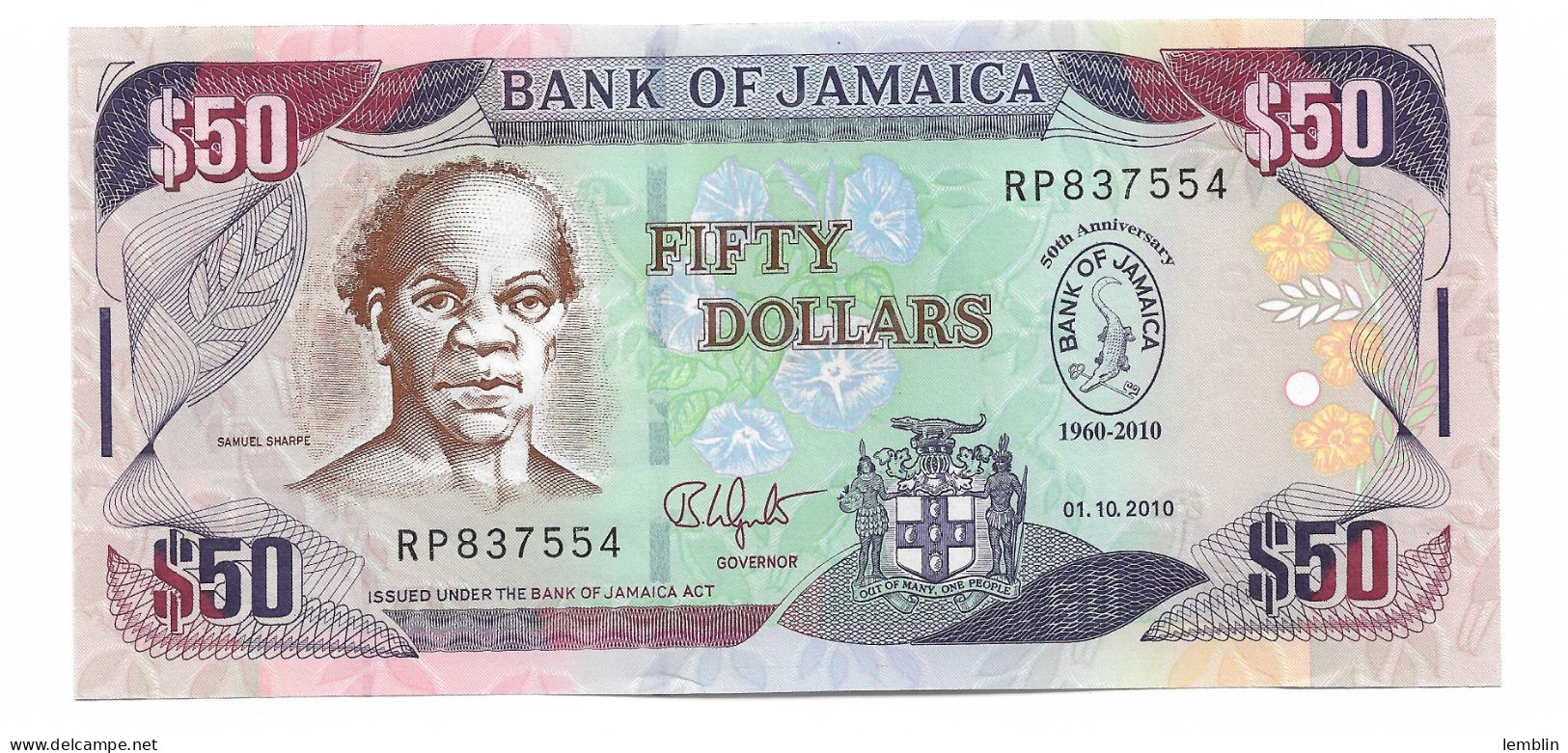 JAMAÏQUE - 50 DOLLARS 2010 - Giamaica