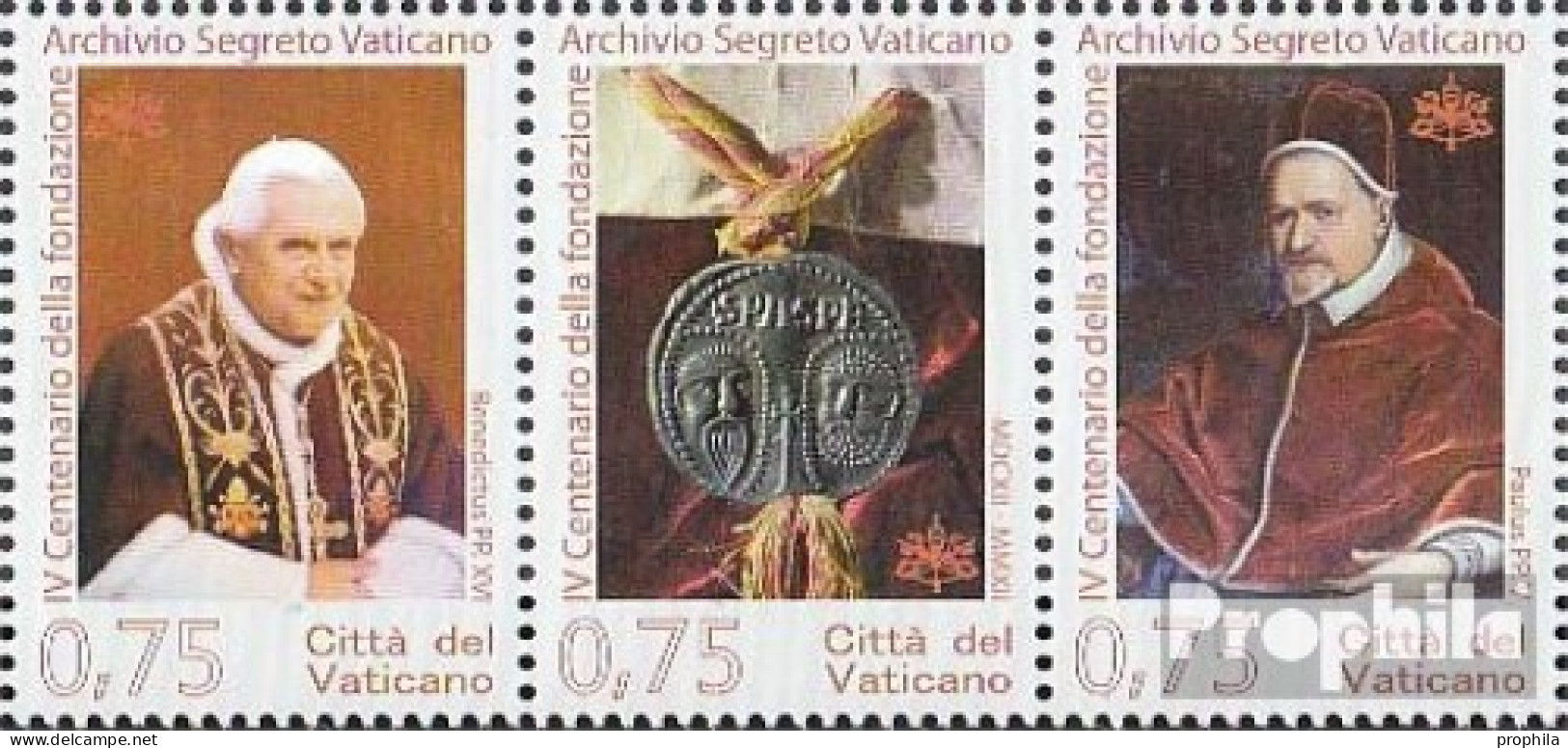 Vatikanstadt 1745-1747 Dreierstreifen (kompl.Ausg.) Postfrisch 2012 Vatikanisches Geheimarchiv - Unused Stamps