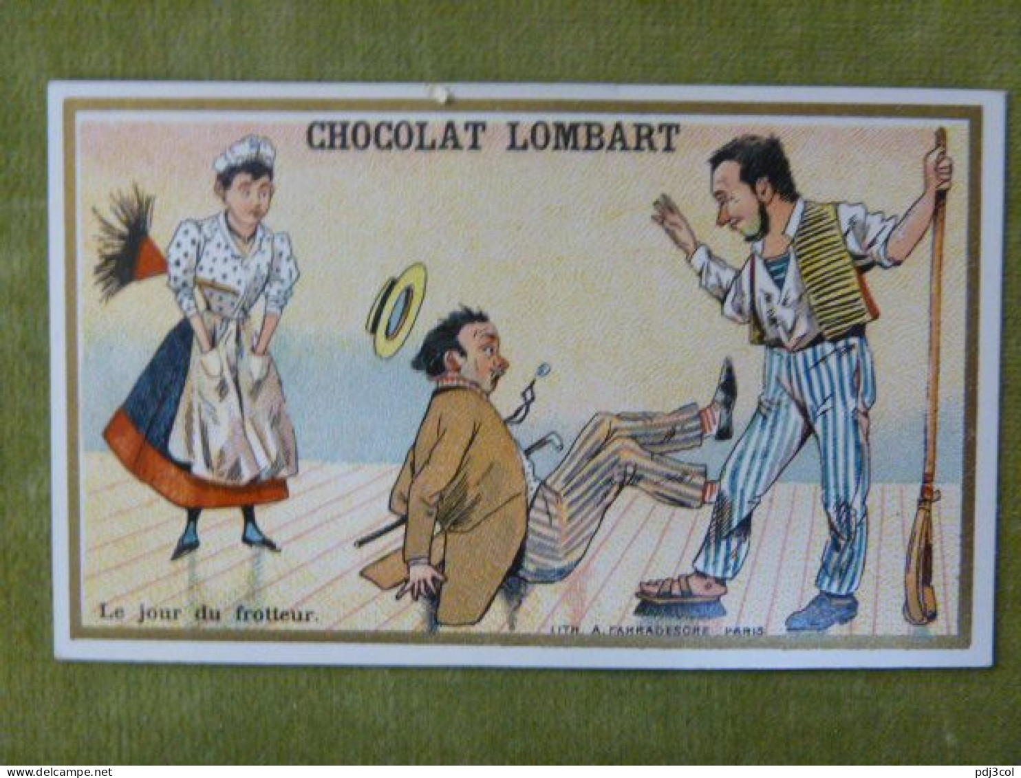 Le Jour Du Frotteur - Chocolat Lombart - Chromo Illustrée Humoristique - Lombart