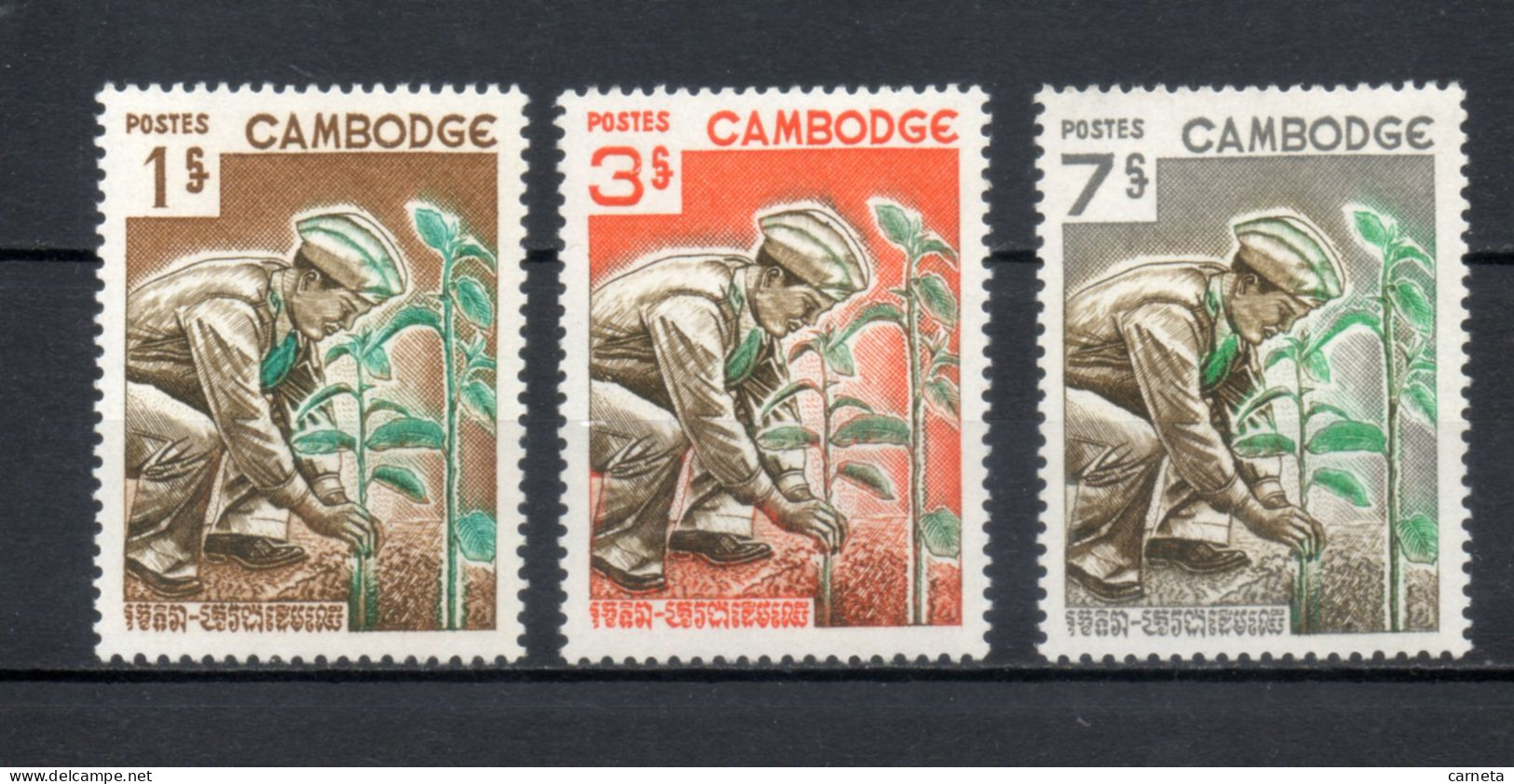 CAMBODGE  N° 175 à 177   NEUFS SANS CHARNIERE   COTE  2.00€     REBOISEMENT ARBRE - Cambodia