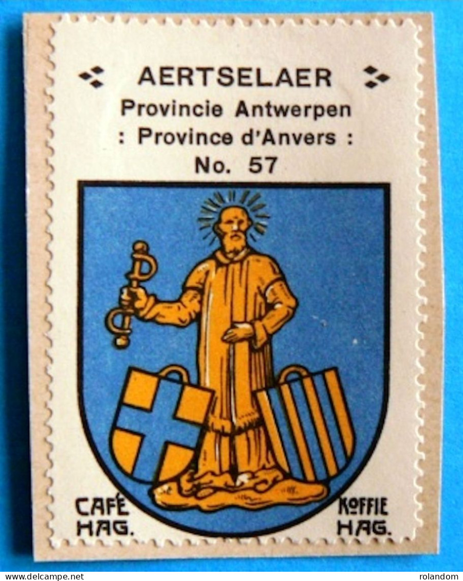 Prov. Antwerpen N057 Aertselaer Aartselaar Timbre Vignette 1930 Café Hag Armoiries Blason écu TBE - Tee & Kaffee