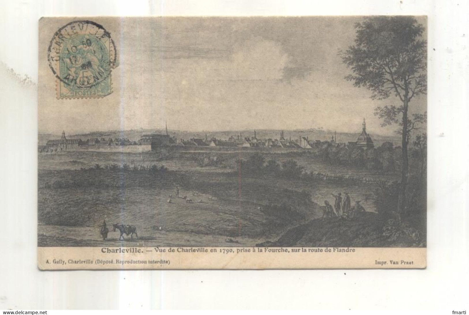 Charleville, Vue De Charleville En 1790, Prise à La Fourche, Sur La Route De Flandre - Charleville