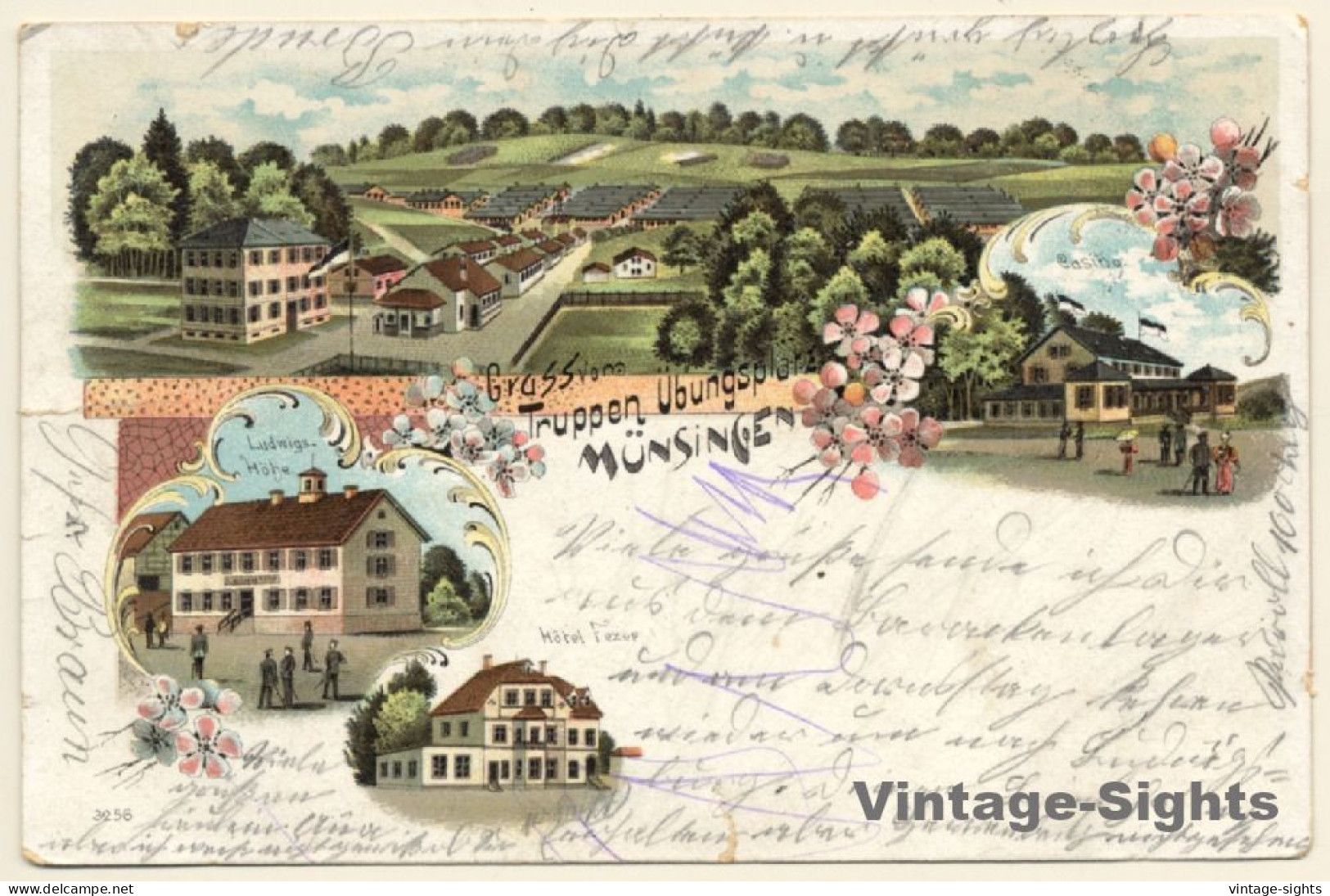 Münsingen: Truppenübungsplatz - Hotel Fezer - Ludwigshöhe (Vintage PC Litho 1901) - Muensingen