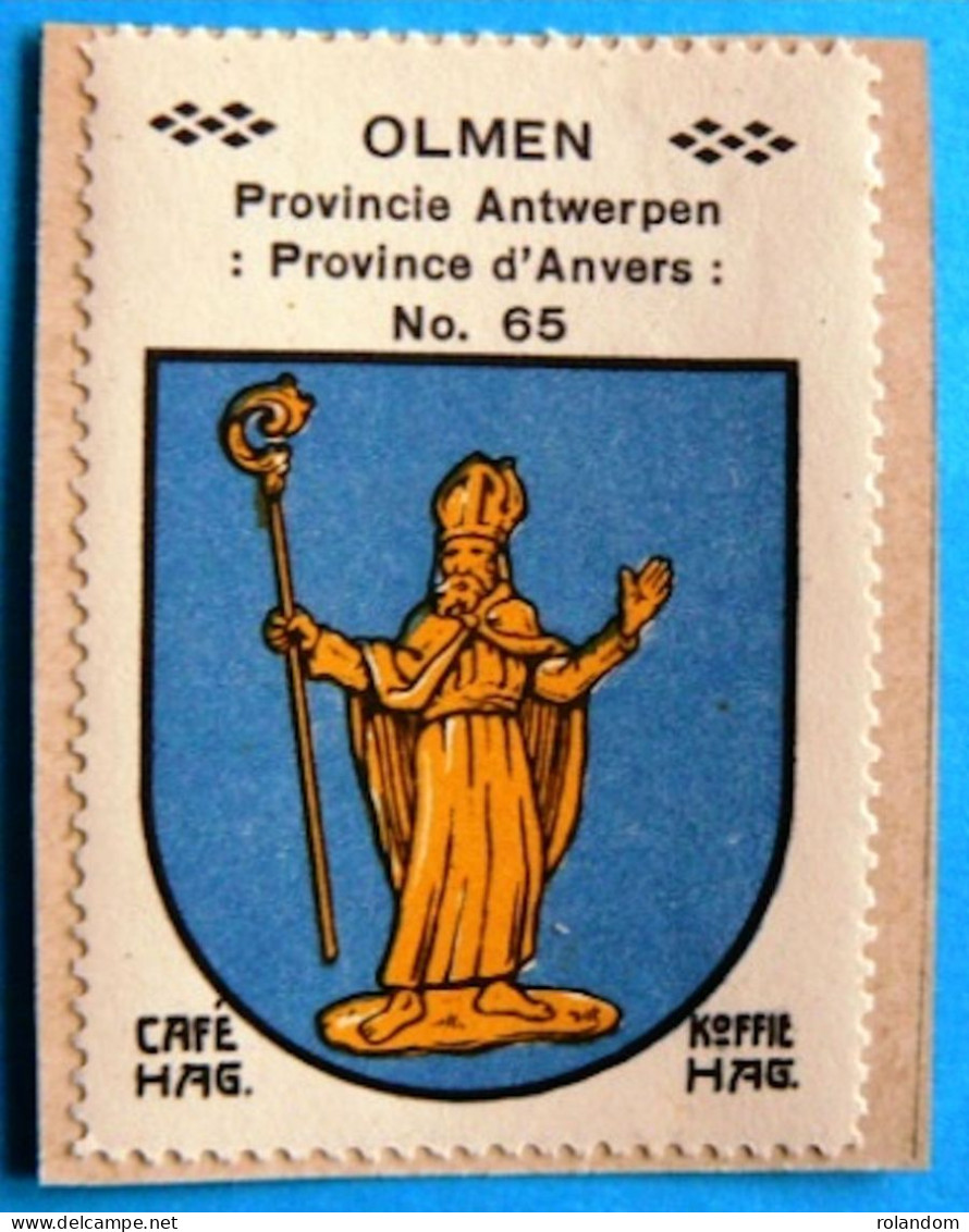 Prov. Antwerpen N065 Olmen Timbre Vignette 1930 Café Hag Armoiries Blason écu TBE - Thee & Koffie