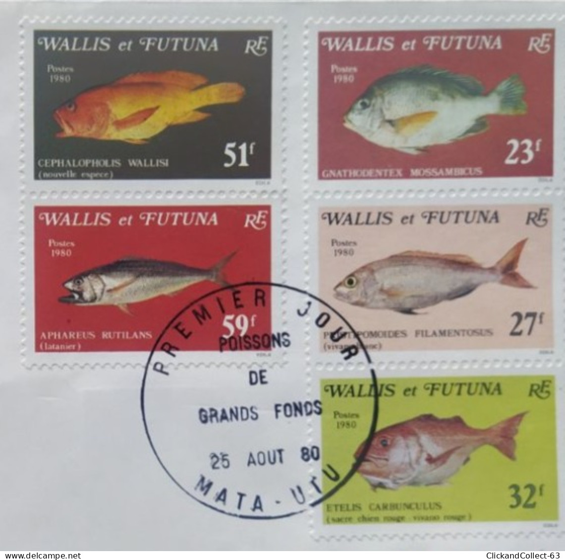 Enveloppe Premier Jour Wallis & Futuna Faune Marine Poisson 1980 Timbre N° 259/263 - FDC