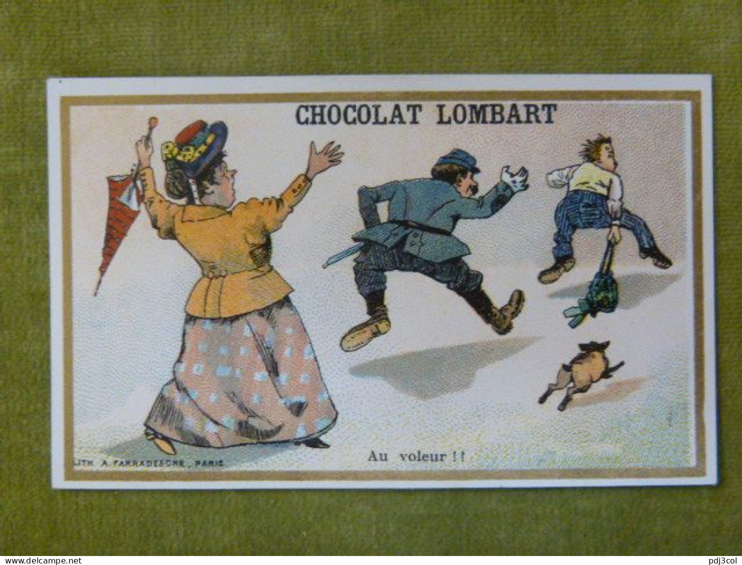 Au Voleur !! - Chocolat Lombart - Chromo Illustrée Humoristique - Lombart