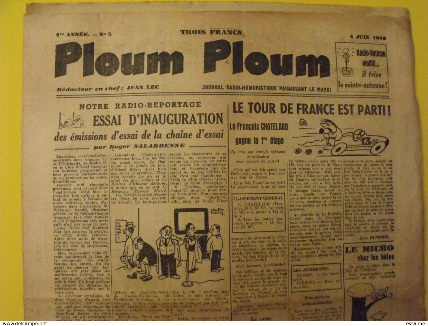 Ploum Ploum N° 5 Du 4 Juin 1946. Journal Radio-humoristique. Rocca Tino  Rossi Souplex - Guerra 1939-45