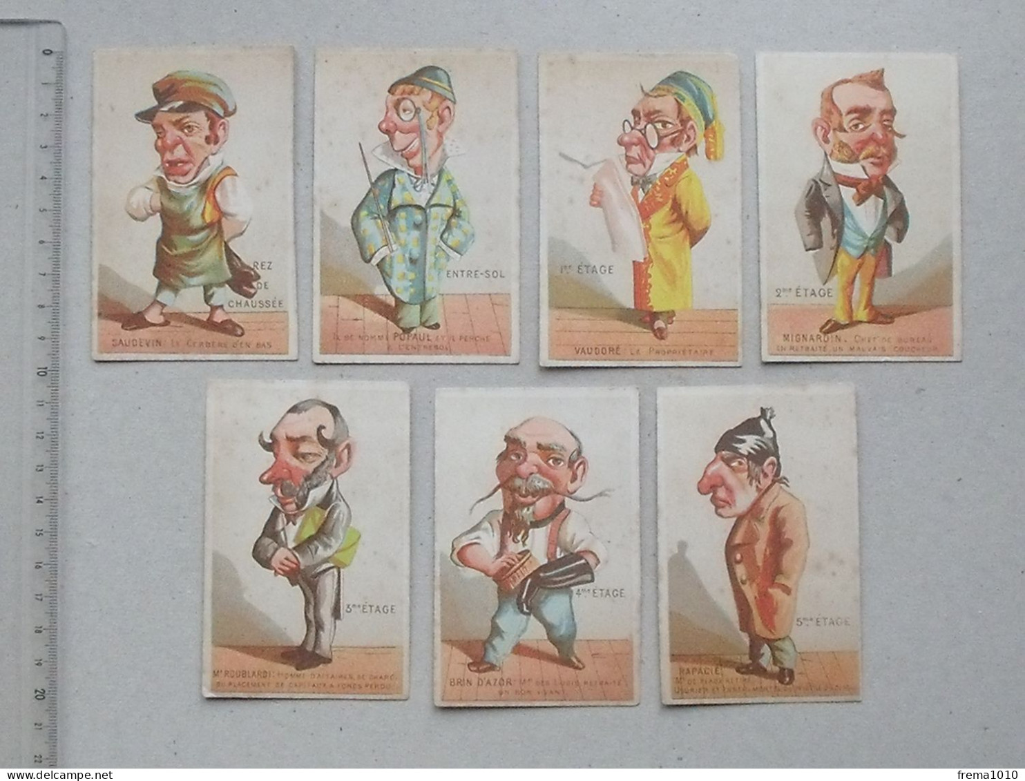 CHROMO CARICATURE Humour VOISIN D'ETAGE Lot 7 Différent Même Série - GROSSE TETE Militaire Dispute - Other & Unclassified