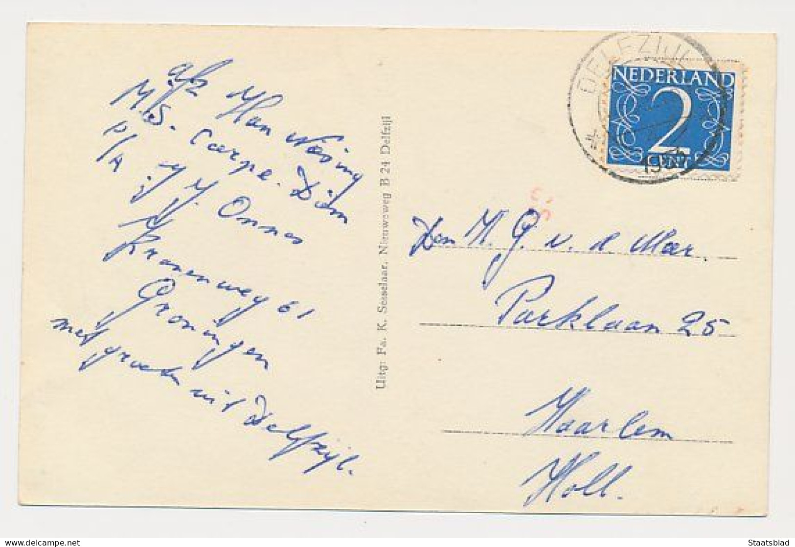 16- Prentbriefkaart Delfzijl 1953 - Buitensingel - Delfzijl