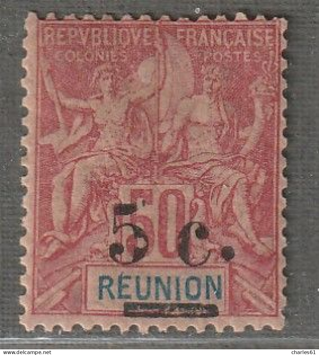 REUNION - N°53 * (1901) Surchargés : 5c Sur 50c Vermillon - Ungebraucht