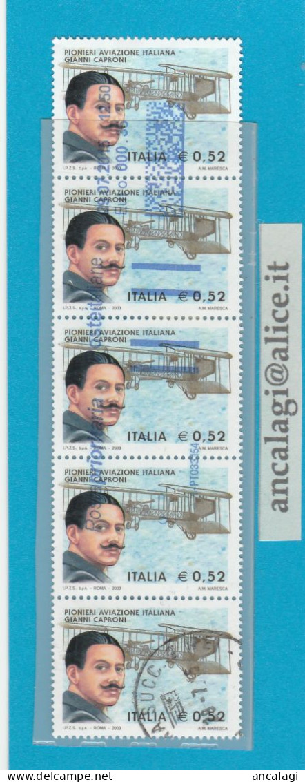 USATI ITALIA 2003 - Ref.0914B "PIONIERI DELL'AVIAZIONE" 5 Val. Su Striscia - - 2001-10: Used