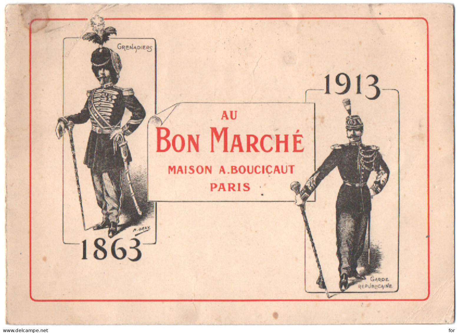 Fascicule - Chromo : Au Bon Marché : à Volets : Grenadiers - 1863 Garde Républicaine - 1913 : Défilé  : H. Gray - Au Bon Marché