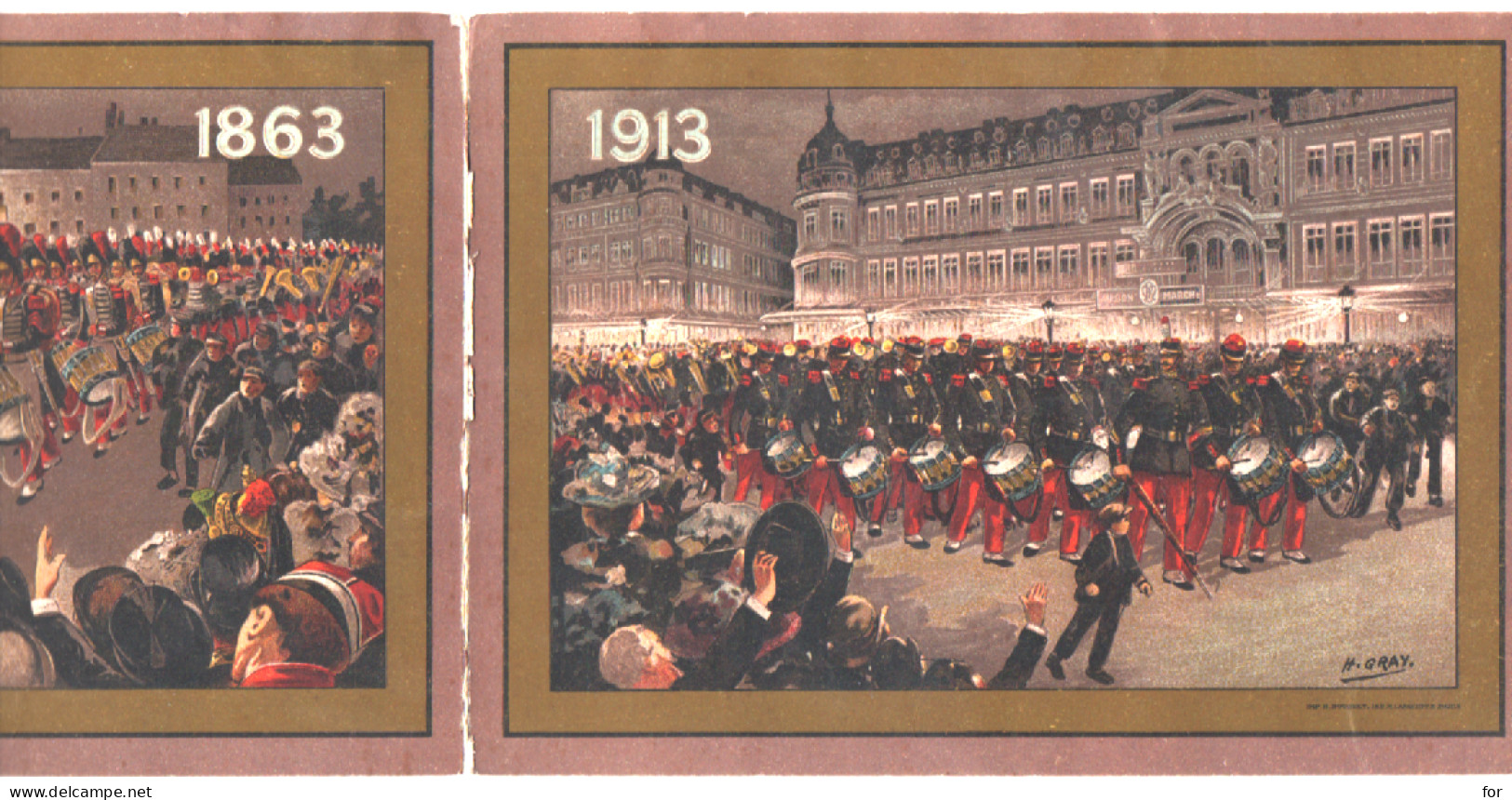 Fascicule - Chromo : Au Bon Marché : à Volets : Grenadiers - 1863 Garde Républicaine - 1913 : Défilé  : H. Gray - Au Bon Marché