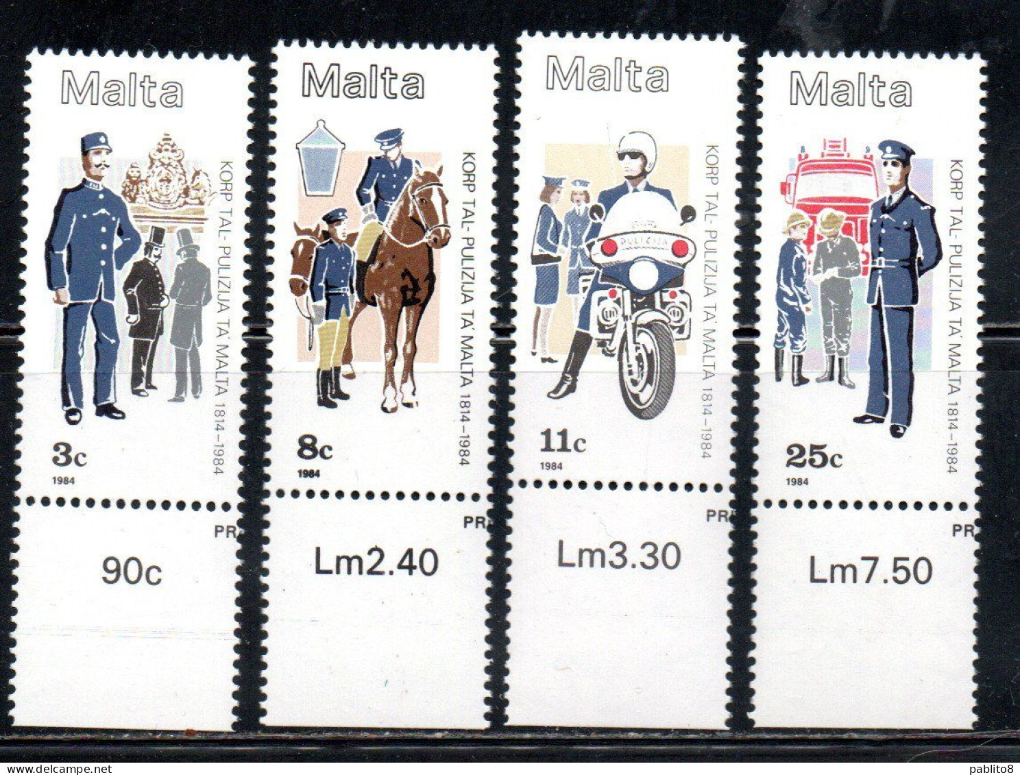 MALTA 1984 POLICE FORCE UNIFORMS UNIFORMI POLIZIA COMPLETE SET SERIE COMPLETA MNH - Malte