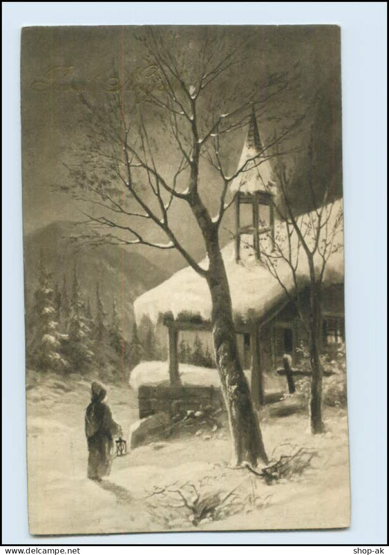 Y182/ Neujahr Kirche Rembrandt-Garvüre Nr. 5078 AK  1914 - New Year