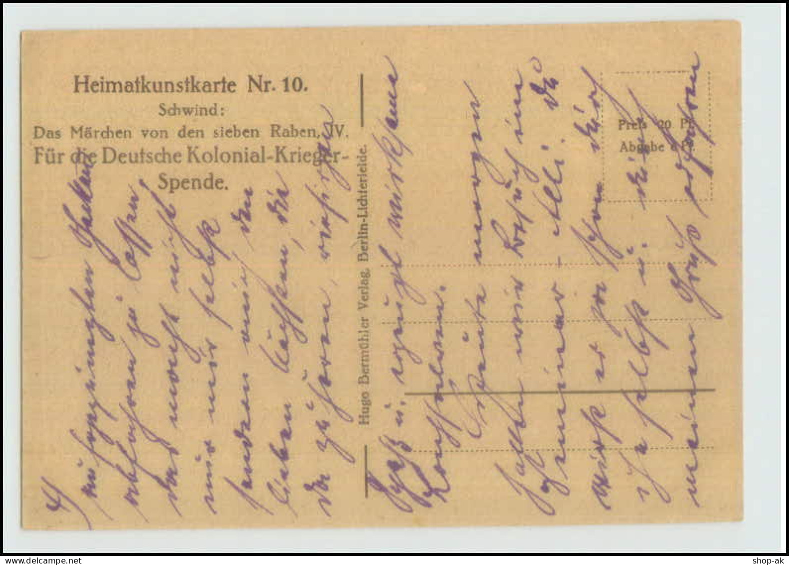 Y1575/ Das Märchen Von Den Sieben Raben,  Dt. Kolonial-Krieger Spende AK 1921 - Fiabe, Racconti Popolari & Leggende