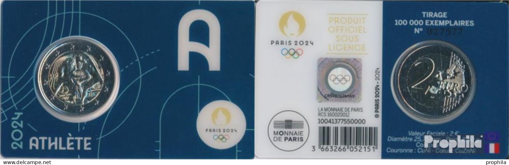 Frankreich 2024 Stgl./unzirkuliert Auflage: 50.000 Blau 2024 2 Euro Olympische Spiele 2024 Wrest - France