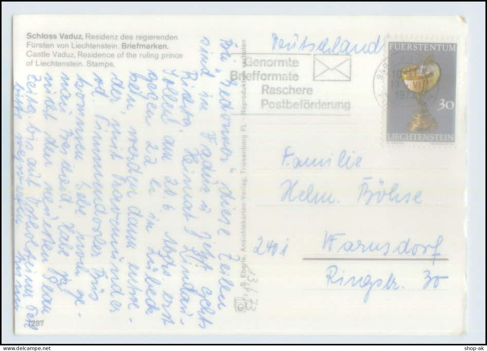 N3055/ Fürstentum Liechtenstein  Briefmarken AK 1973 - Liechtenstein
