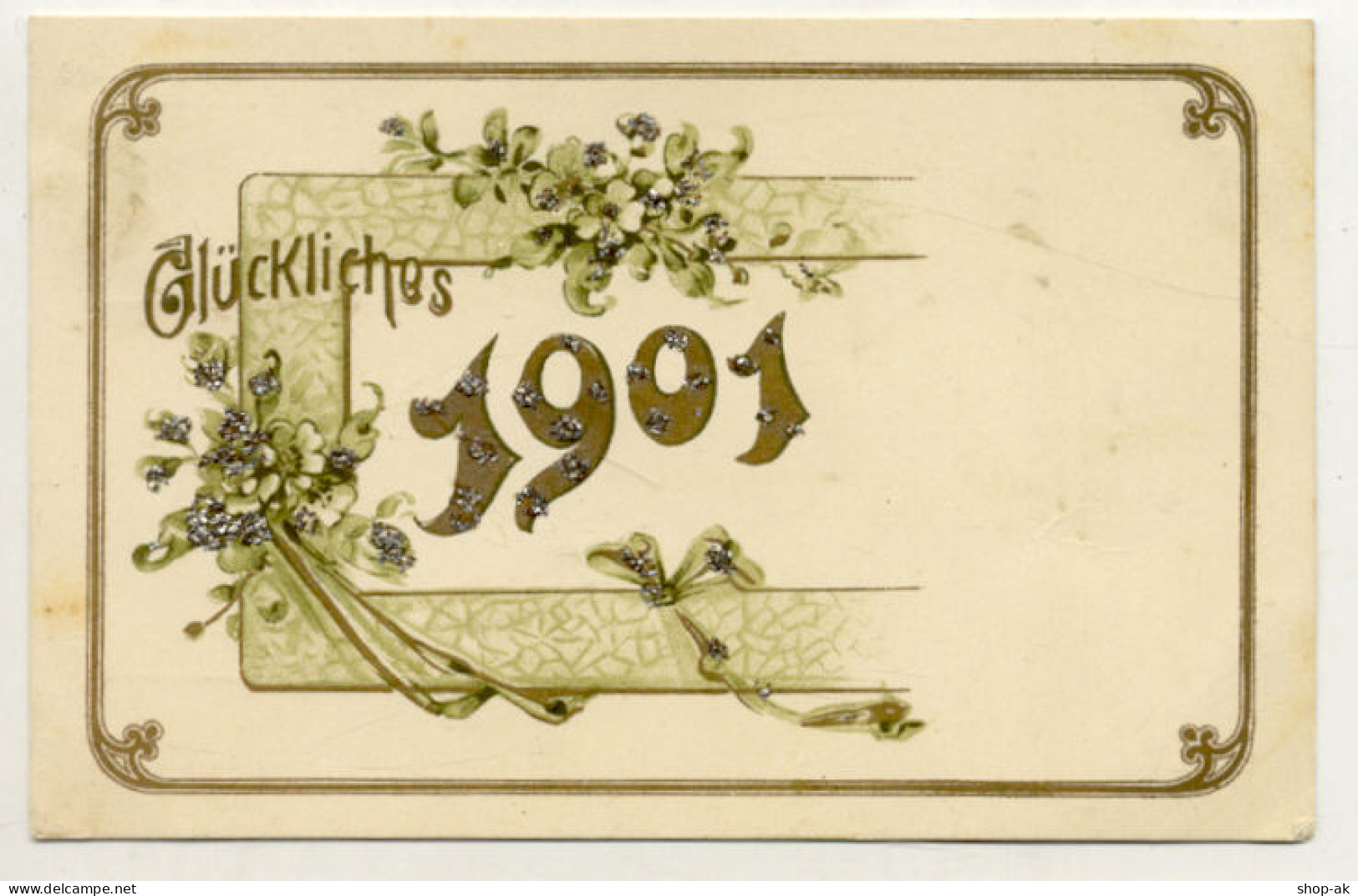 W4W82/ Neujahr Jahreszahlen Litho Ak 1901 Glimmer - New Year