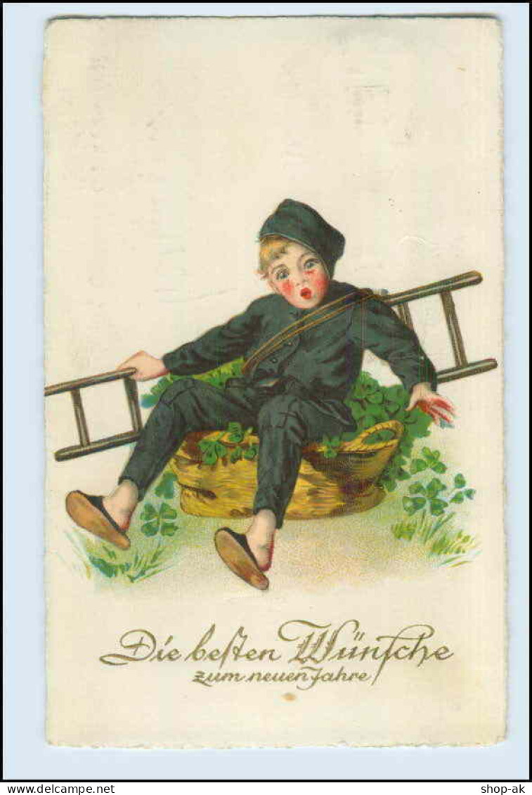 W3G98/ Neujahr Kind Als Schornsteinfeger Litho AK 1929 - Nouvel An