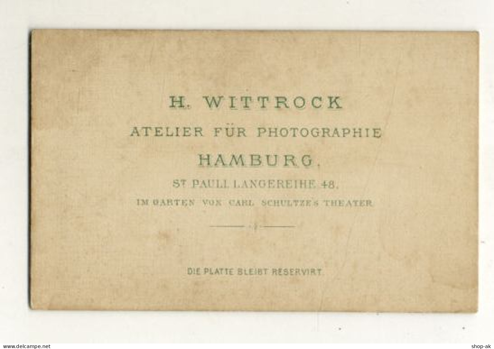 W5S70/ CDV Foto Marine-Soldat Atelier H. Wittrock, Hamburg Ca.1895 - Autres & Non Classés