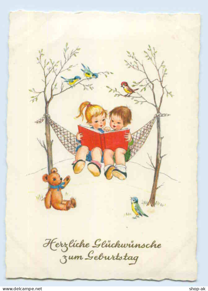 X1C73/ Geburtstag Kinder In Der Hängematte, Teddy, Vögel 1962 AK - Cumpleaños