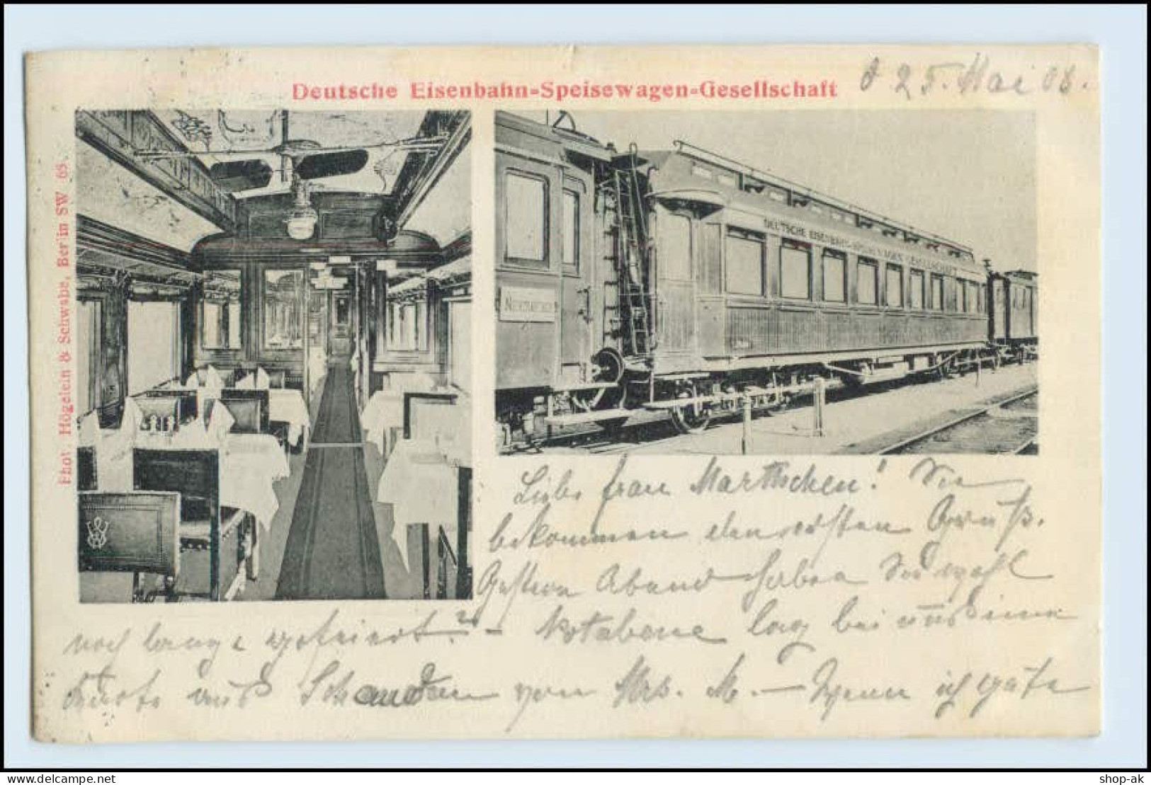 W3J66/ Deutsche-Eisenbahn-Speisewagen-Gesellschaft AK 1905 - Autres & Non Classés
