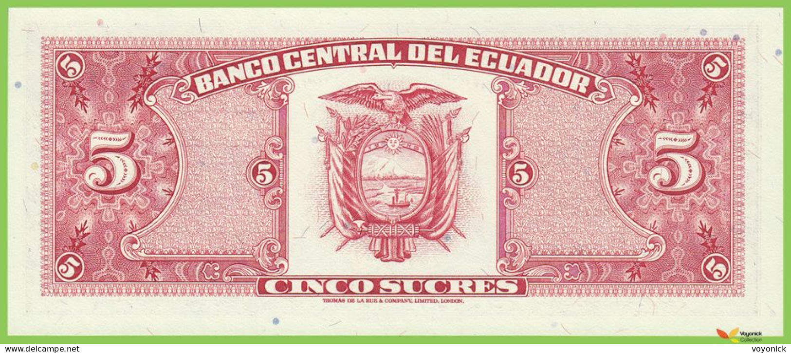 Voyo ECUADOR 5 Sucres 1988 P113d(5) IE UNC V - Ecuador