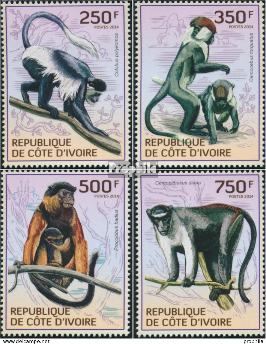 Elfenbeinküste 1614-1617 (kompl.Ausg.) Postfrisch 2014 Affen - Côte D'Ivoire (1960-...)