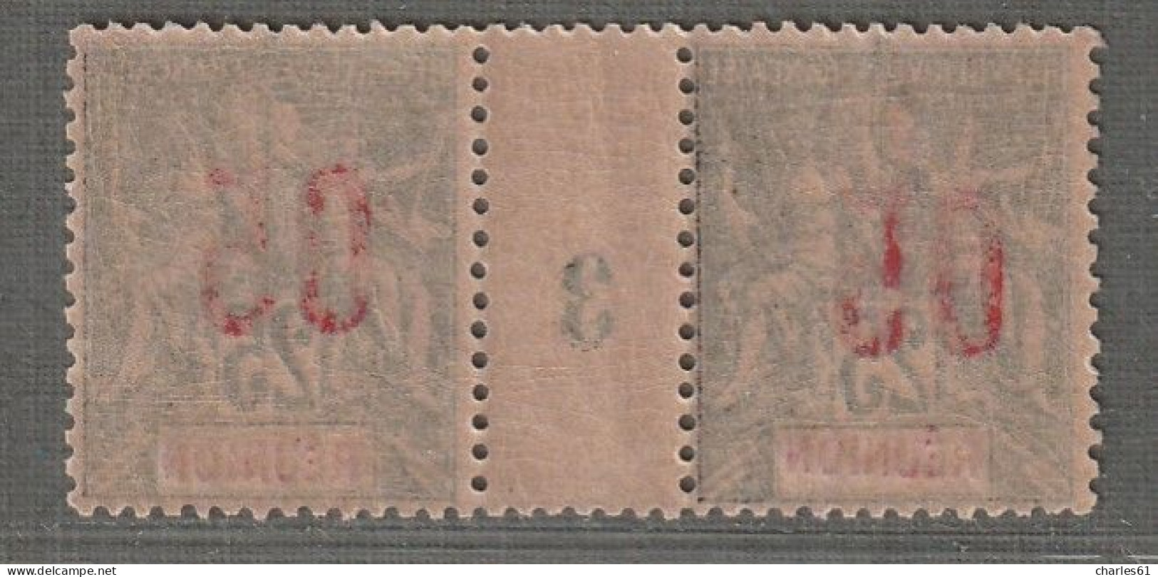 REUNION - MILLESIMES : N°75 ** (1893) 05 Sur 25c - Unused Stamps