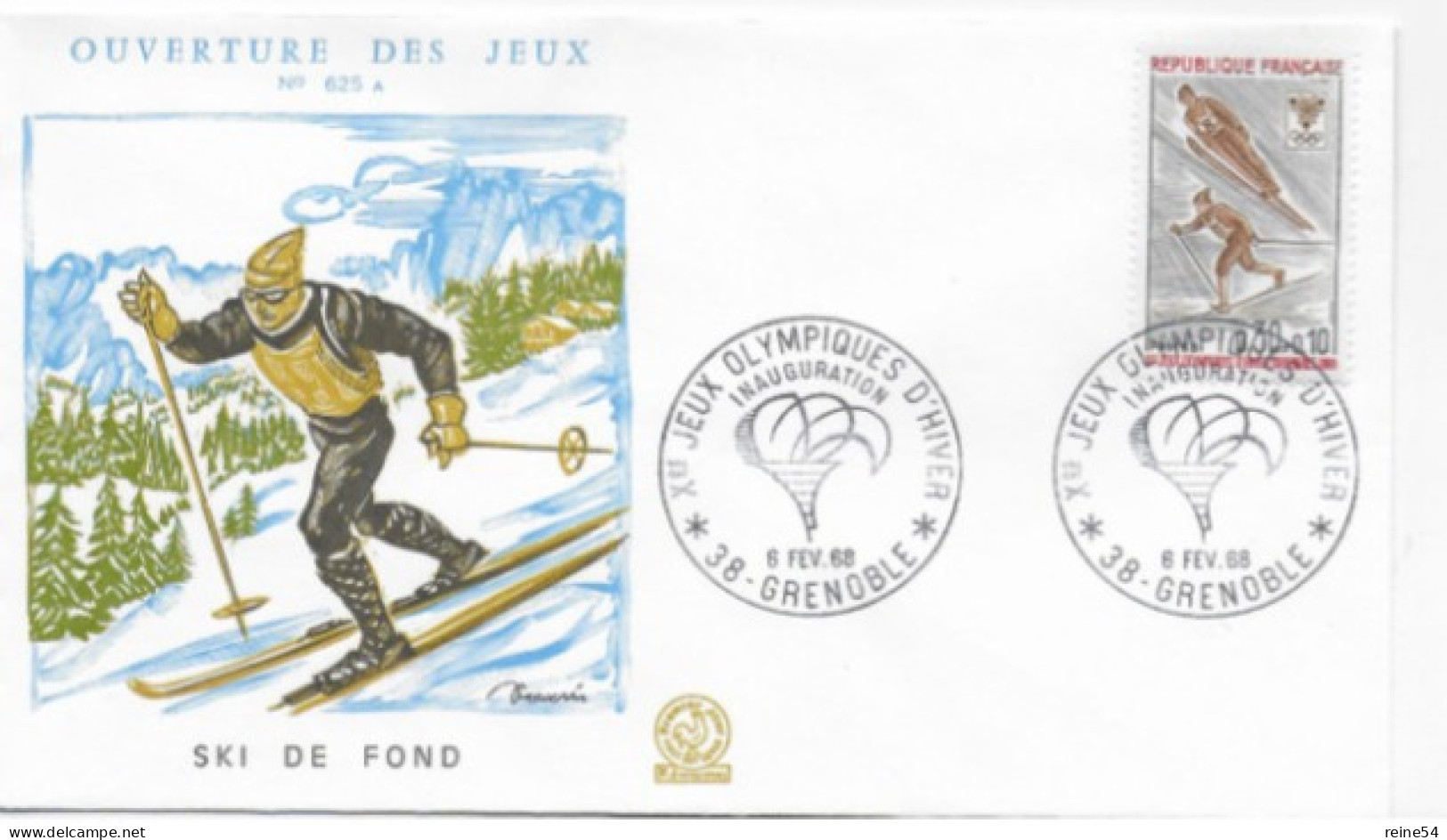 Enveloppe Premier Jour- Xe Jeux Olympiques D'Hiver- SKI DE FOND 27 Janv 1968 Grenoble (38) F.D.C. 625 A N°1543 - 1960-1969