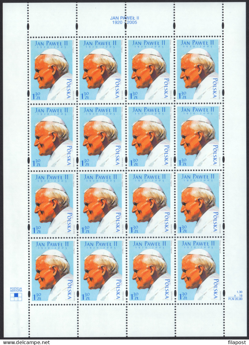 Poland 2005 Mi 4175 Holy Father John Paul II Pope Full Of Sheet ** - Päpste