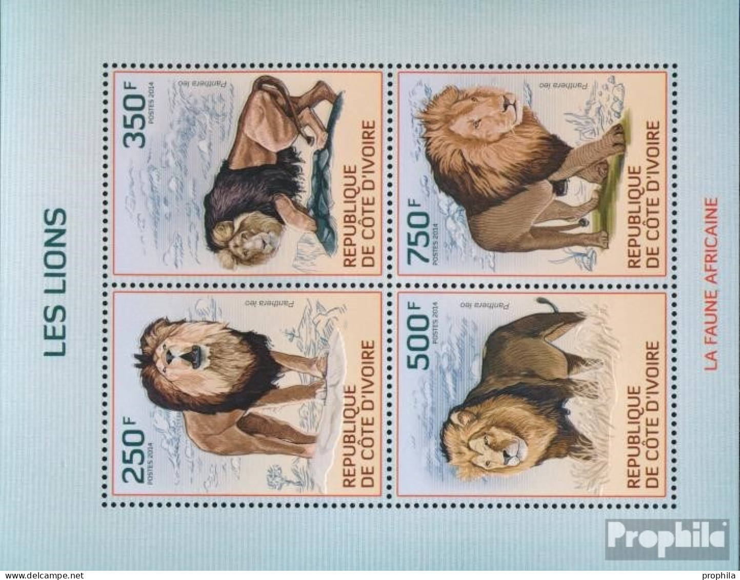Elfenbeinküste 1599-1602A Kleinbogen (kompl.Ausg.) Postfrisch 2014 Löwe - Côte D'Ivoire (1960-...)