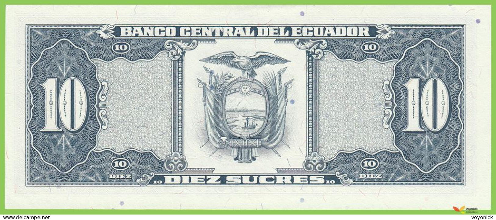 Voyo ECUADOR 10 Sucres 1986 P121-1986(2) LM UNC V - Ecuador