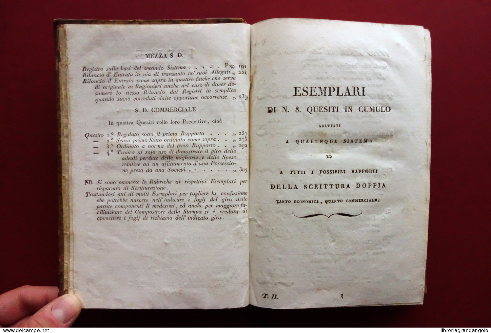 Esemplari Pei Registri In Scrittura Doppia E Mezza G. Forni Bolzani 1814 Tomo II - Non Classés