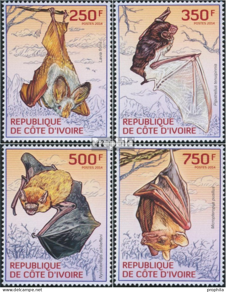 Elfenbeinküste 1569-1572 (kompl.Ausg.) Postfrisch 2014 Fledertiere - Ivory Coast (1960-...)