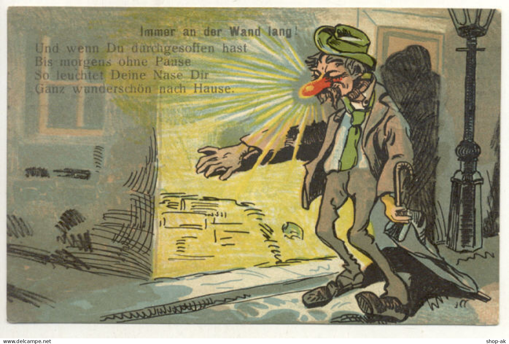 W5V53/ Betrunkener Mann  Litho Humor Ak 1913 - Humour
