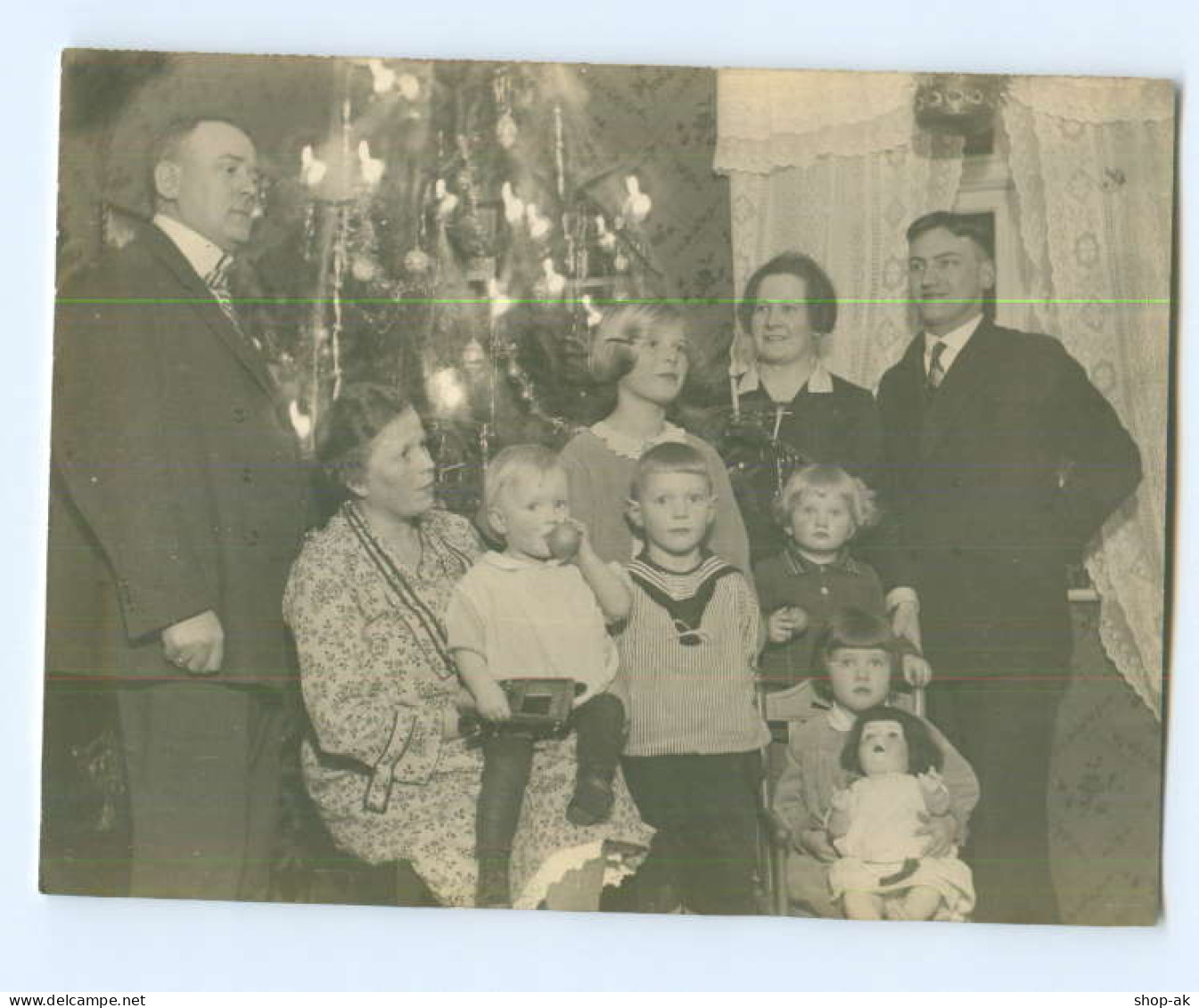 Y7081/ Weihnachten Privat Foto Heiligabend Familie Kinder Puppe  Ca.1940 - Sonstige & Ohne Zuordnung