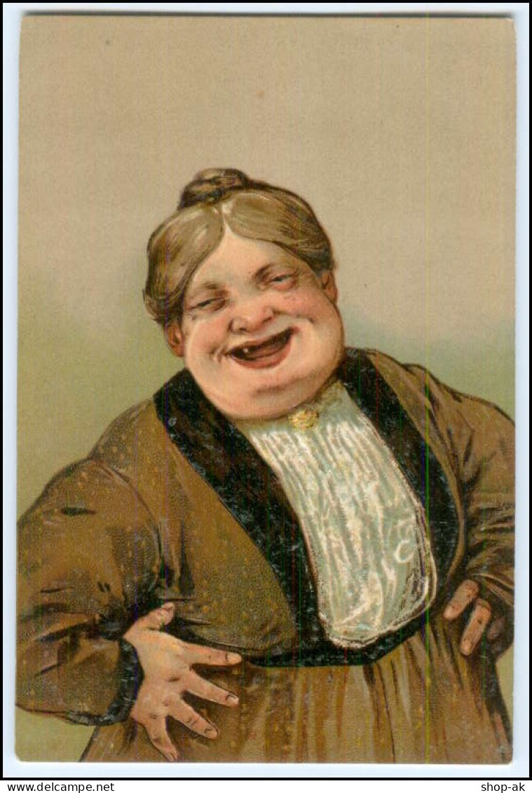 Y2508/ Alte Dicke Frau Lacht  Litho Prägedruck Humor AK Ca.1910 - Humor