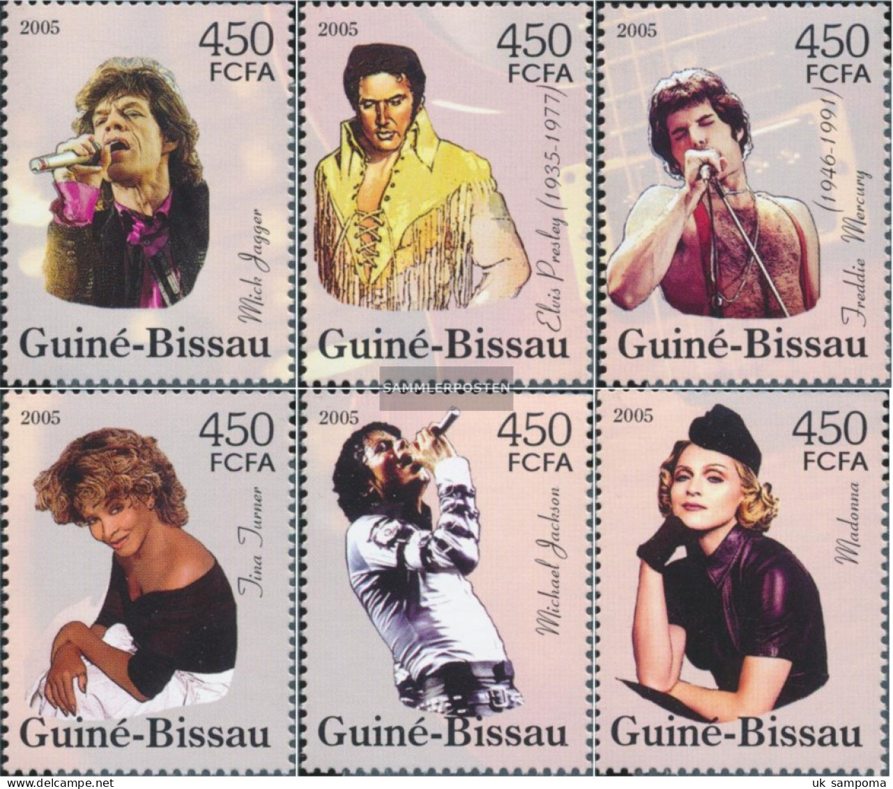 Guinea-Bissau 3134-3139 (complete. Issue) Unmounted Mint / Never Hinged 2005 Famous Musicians - Guinée-Bissau