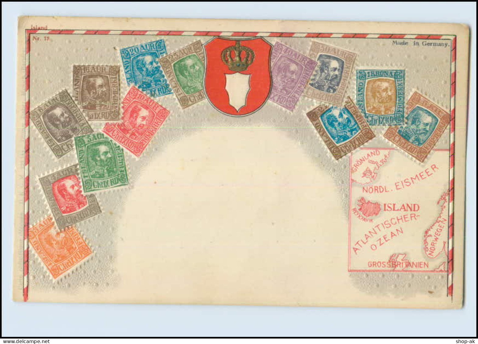 N1258/ Island Briefmarken Litho Prägedruck AK  Ca.1912 - Islandia