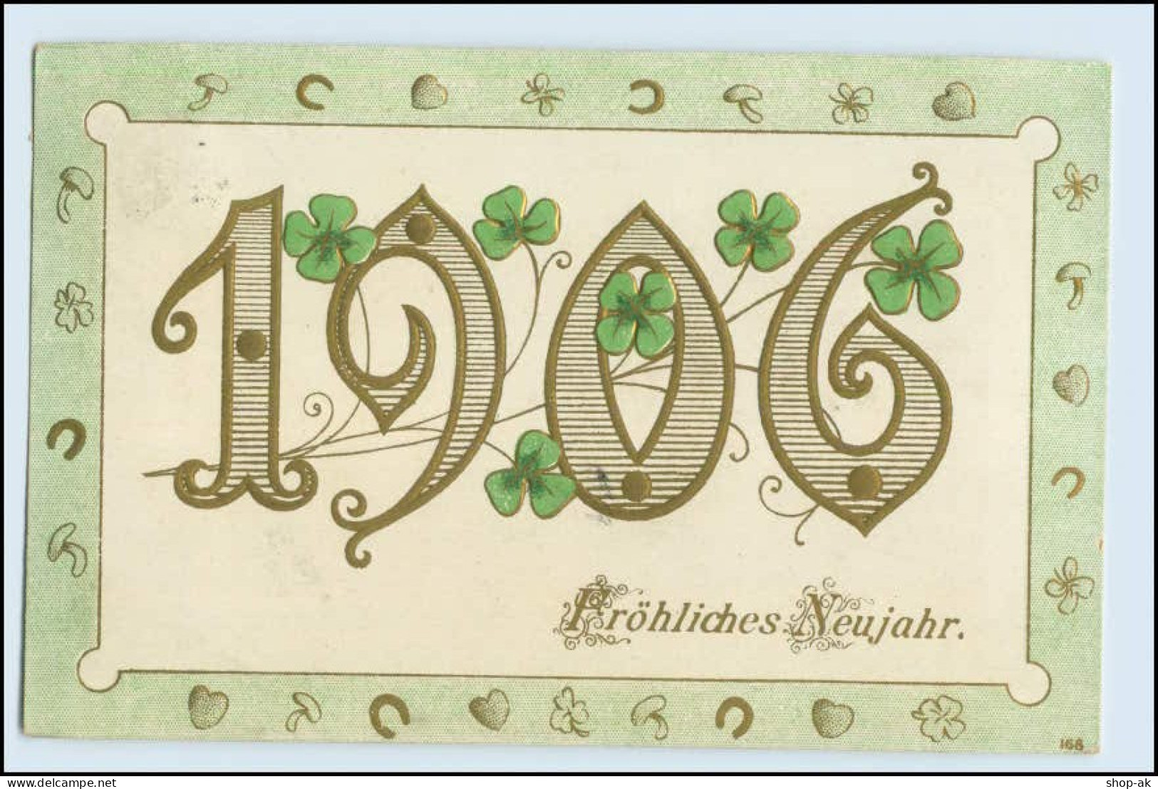 W4R25/ Neujahr Fröhliches Neujahr 1906 Litho Prägedruck AK - New Year