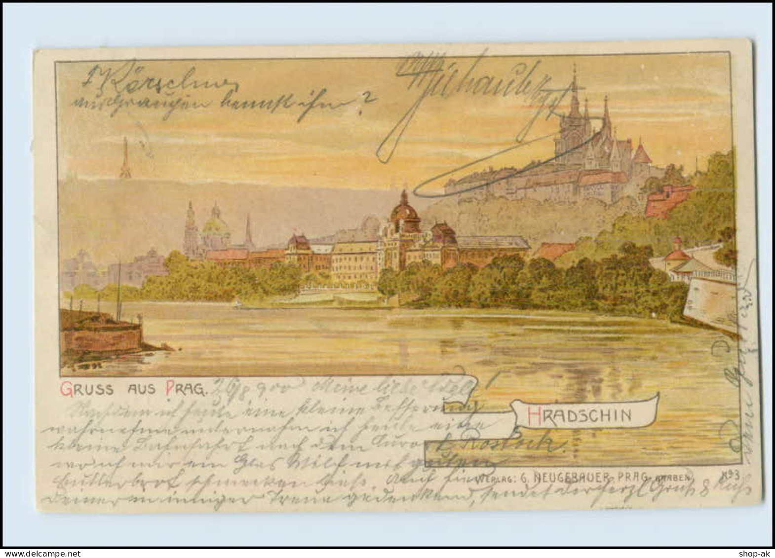 W8Q52/ Gruß Aus Prag  Hradschin Litho AK Verlag: Neugebauer 1900 - Tsjechië