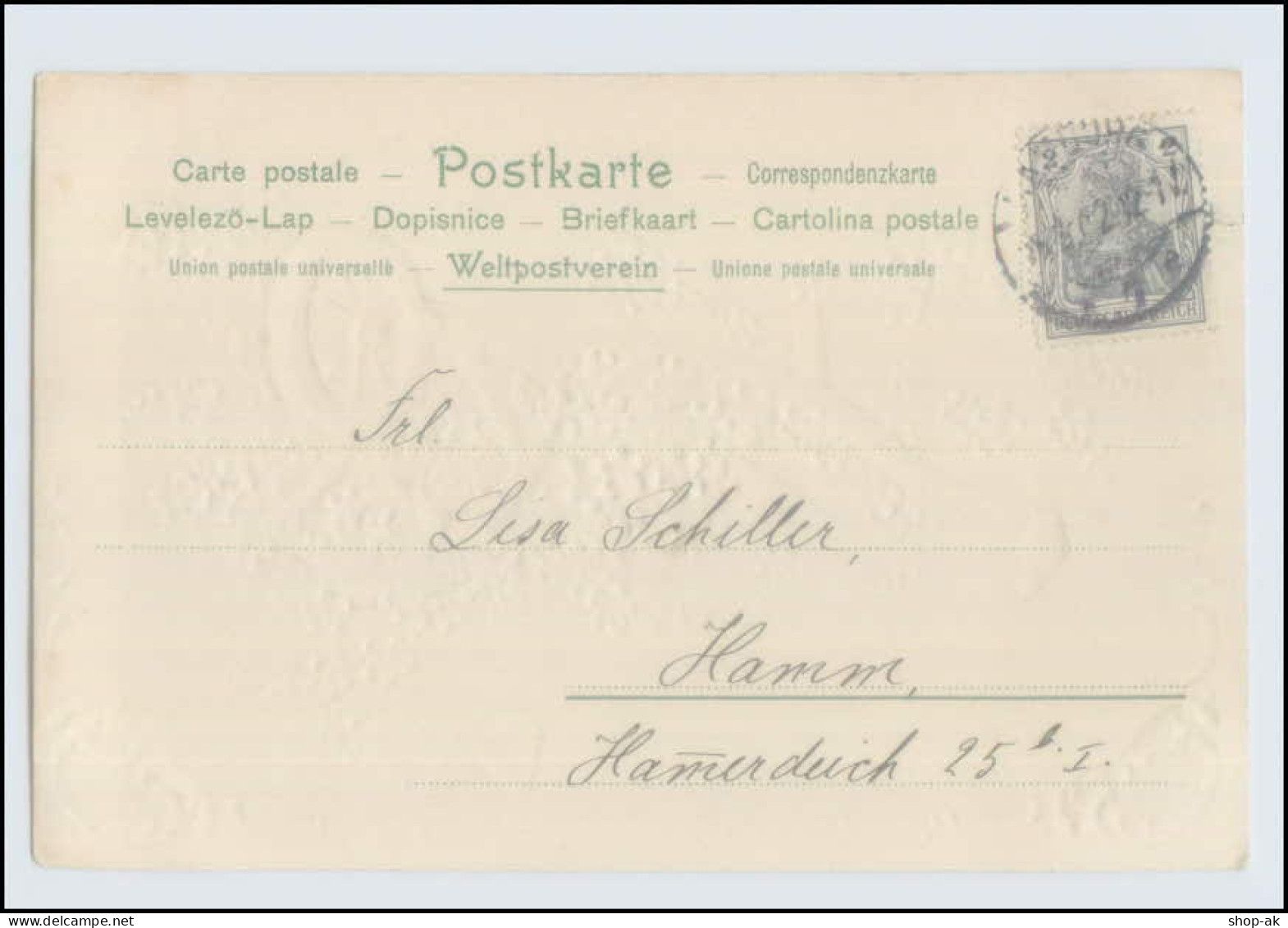 Y2474/ Pfingsten Schubkarre Schmetterlin Veilchen Litho Prägedruck AK 1902 - Pentecôte