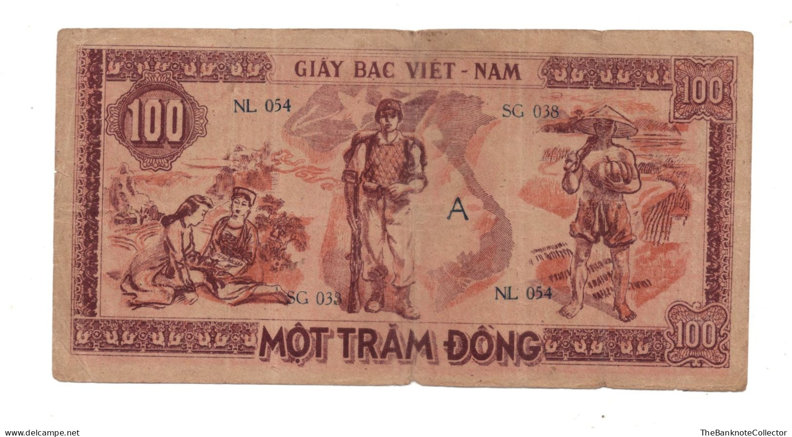 Vietnam 100 Dong ND 1948 P-28  VF Guerrilla Issue - Vietnam