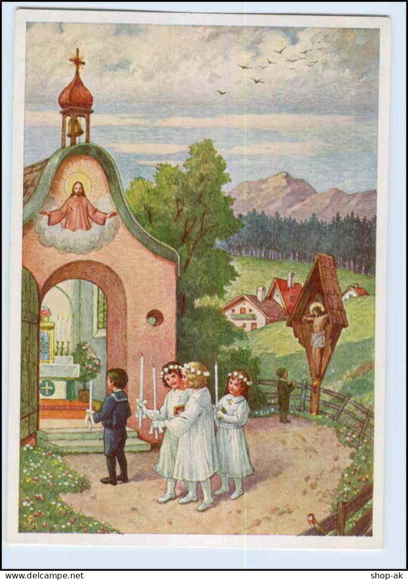 W8L05/ Kinder Gehen In Die Kirche Künstler AK Ca.1935 - Autres & Non Classés