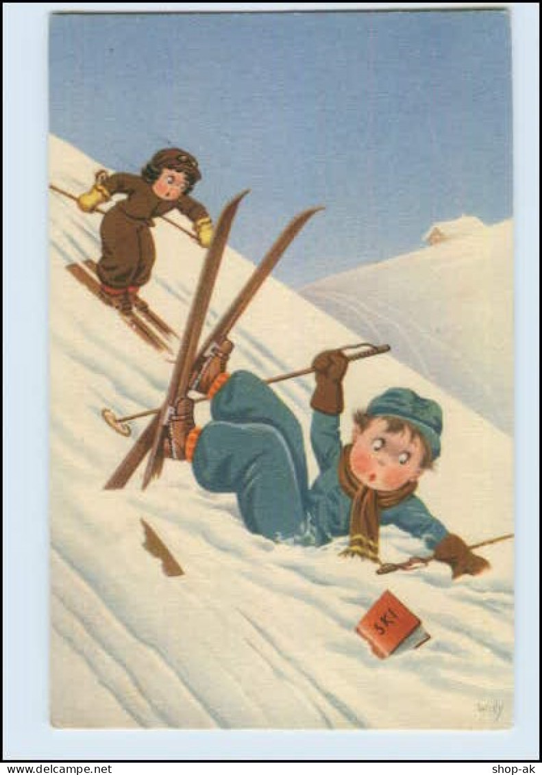 Y3047/ Kinder Fahren Ski  Künstler AK Willy   Ca.1925 - Autres & Non Classés