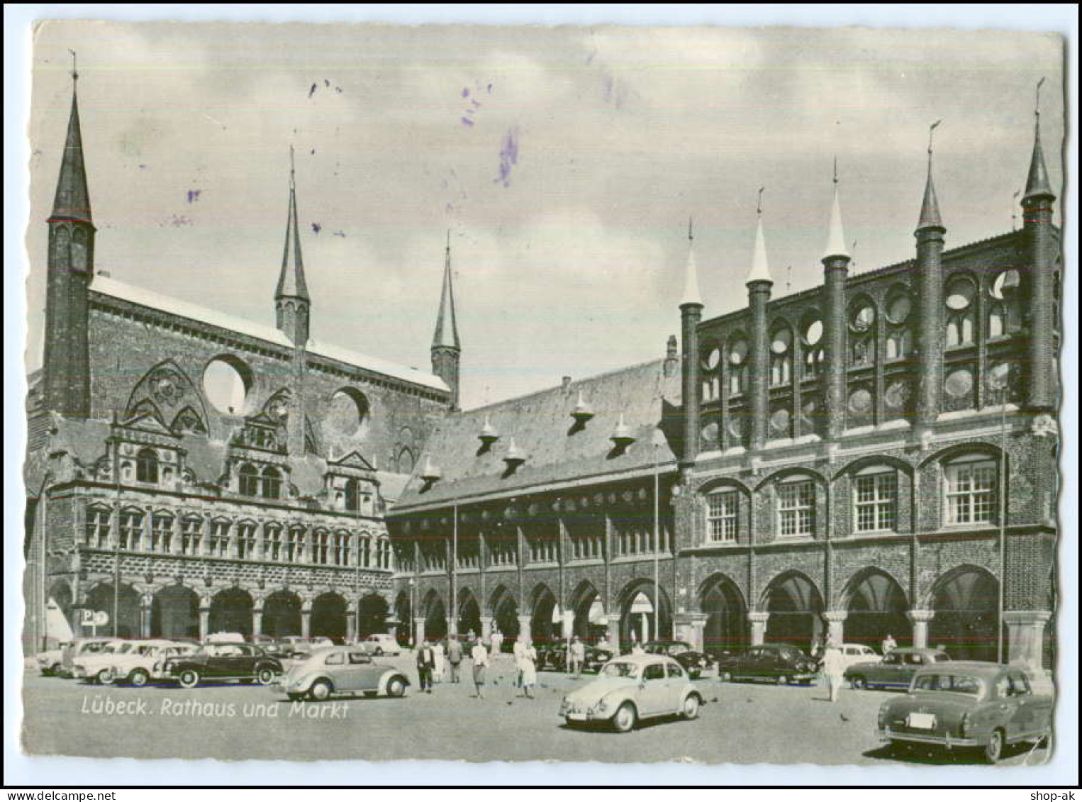 Y1976/ Lübeck Rathaus Markt  Autos VW Käfer  1961 - Lübeck-Travemünde