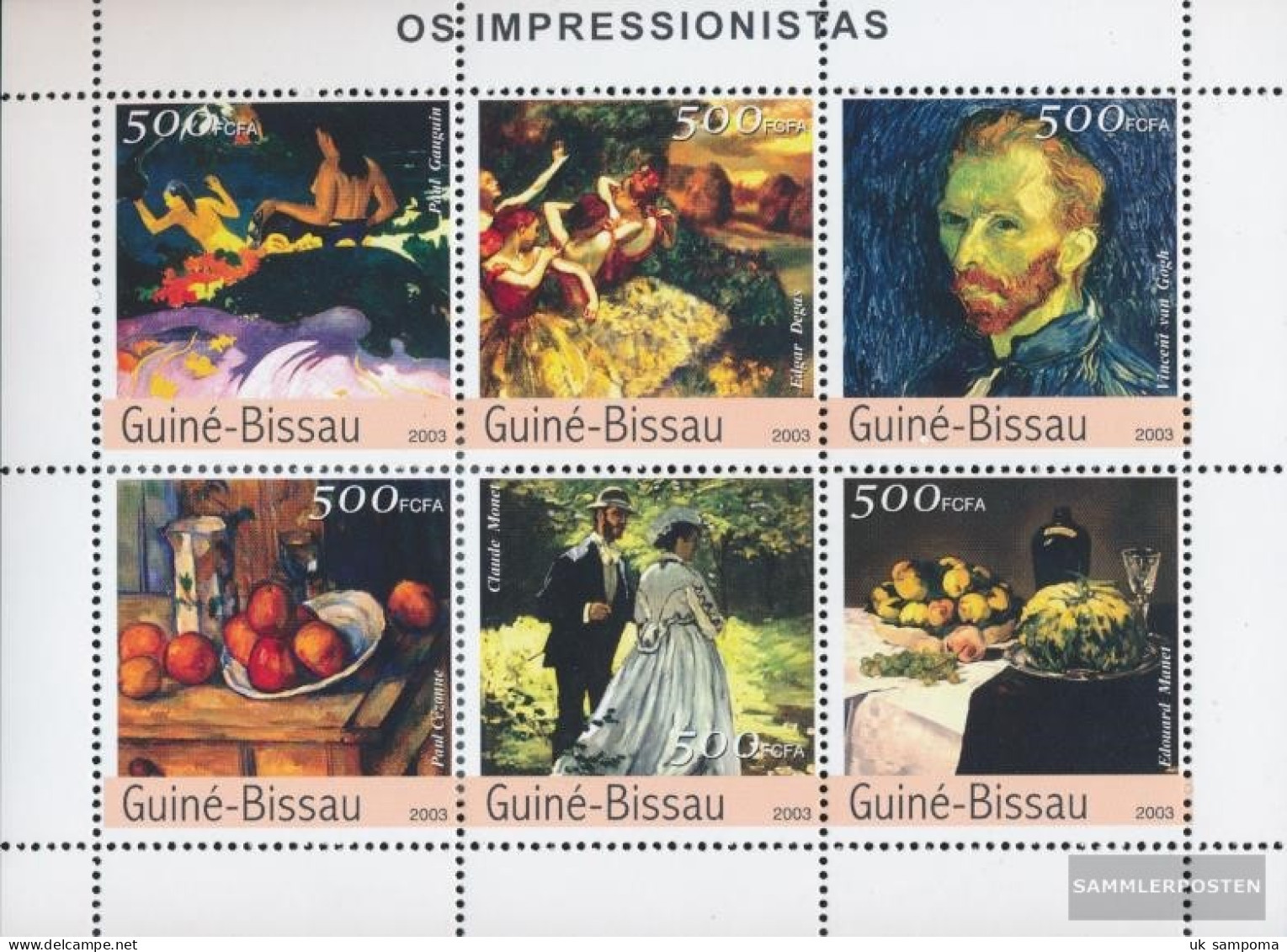 Guinea-Bissau 2321-2326 Sheetlet (complete. Issue) Unmounted Mint / Never Hinged 2003 Impressionists - Guinée-Bissau