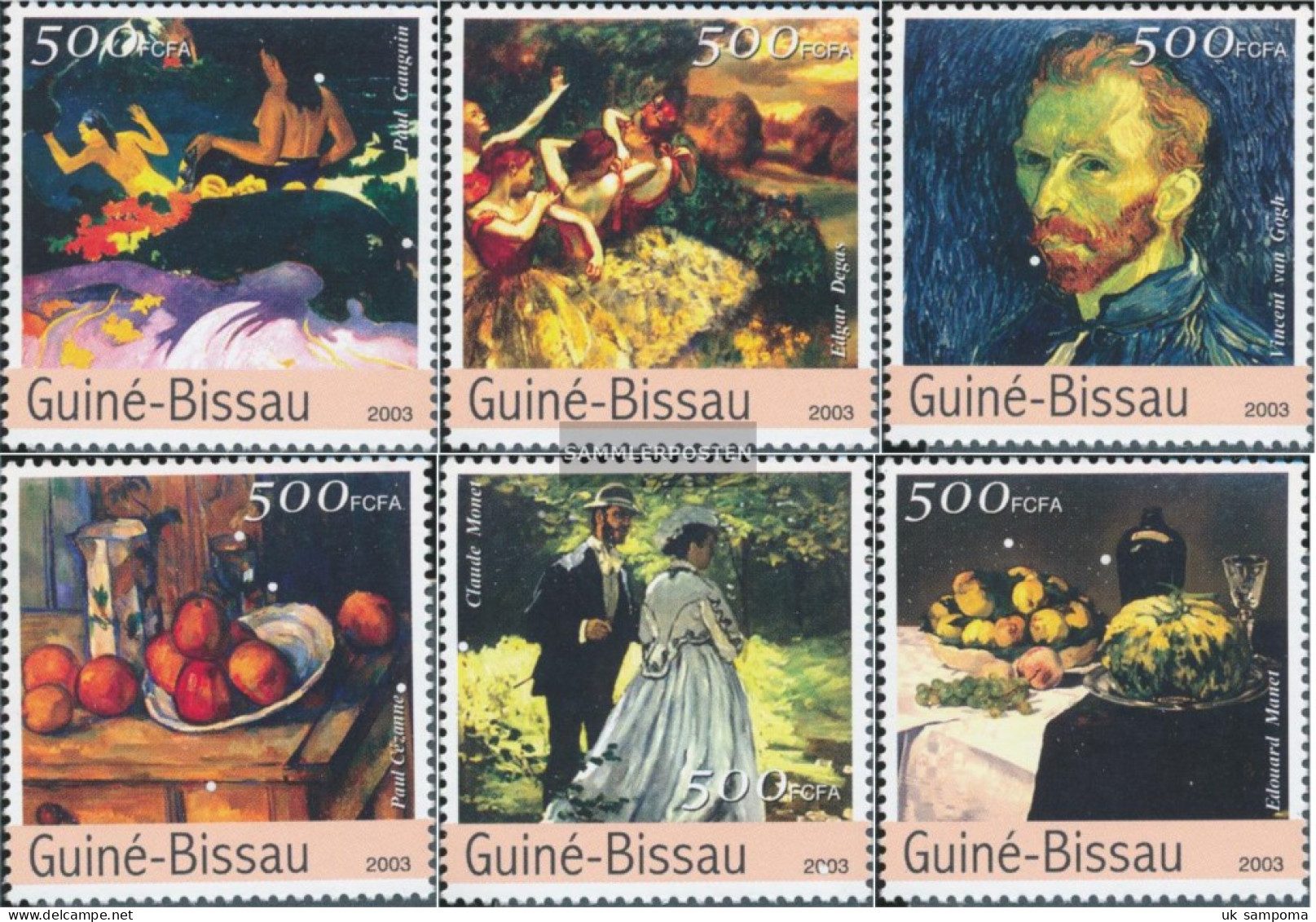 Guinea-Bissau 2321-2326 (complete. Issue) Unmounted Mint / Never Hinged 2003 Impressionists - Guinée-Bissau